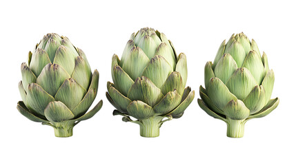 Obraz premium Pack of Artichoke set Against Transparent Background for Culinary Branding, Organic Food Promotion, or Healthy Eating Design Projects