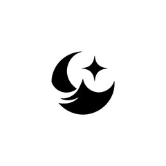 Abstract Night Sky Logo: Moon, Star, Minimalist Design