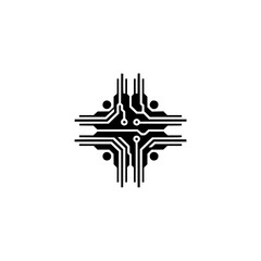 Abstract Circuit Board Design, Minimalist Tech Illustration