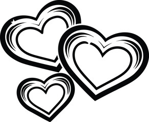 Cute and funny Heart with premium vector illustration, heart silhouette and line art vector design