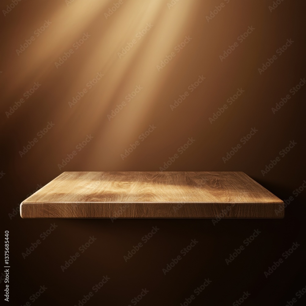 Aufkleber empty wooden table top with a brown background for product display presentation, realistic photograp