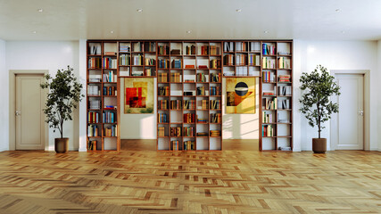 Fototapeta premium Large luxury modern bright interiors Living room mockup illustration 3D rendering image