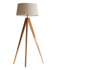 Minimalistic wooden floor lamp with a modern design and a beige fabric shade illuminating a cozy living space for stylish home decor inspiration