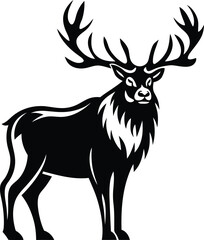 Majestic moose silhouette and line art vector illustration with premium quality, majestic moose isolated vector art