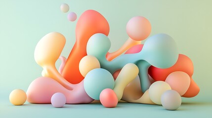 A playful and colorful composition of organic shapes with fluid edges in pastel tones, ideal for creative branding and social media design
