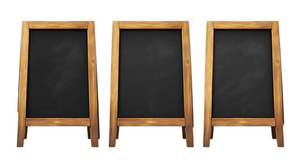 Chalkboard Sign Set of Three Different Poses on Transparent Background for Restaurant, Cafe, or Retail Use