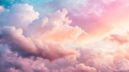 Colorful sunset sky with vibrant pink and orange clouds, dreamy pastel cloudscape ideal for background or nature themes
