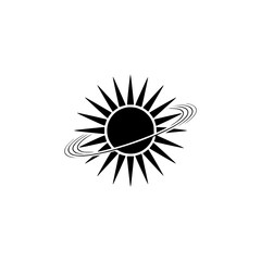 Solar System Icon: Sun with Ringed Planet, Minimalist Design