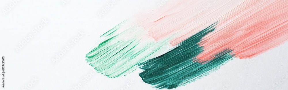 Aufkleber artistic white canvas showcases a minimalist aesthetic, marked with broad strokes of green and peach