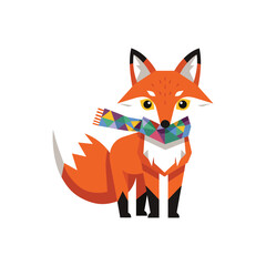 Obraz premium Fox with Scarf Vector Illustration