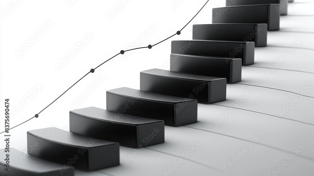 Poster graph chart illustrating a rising trend representing business cycle evaluation and economic growth m