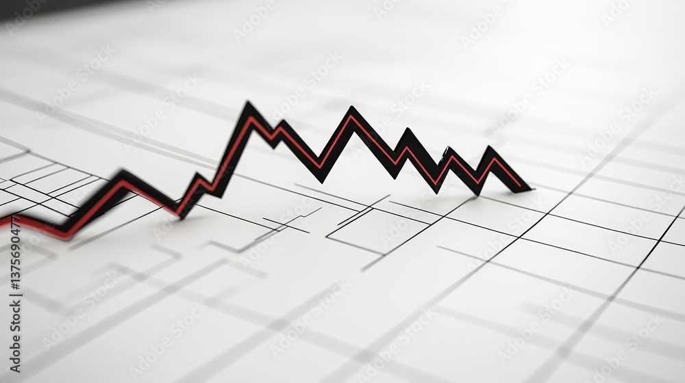 Aufkleber Simple graph representing business cycle evaluation with emphasis on economic trends and performance metrics