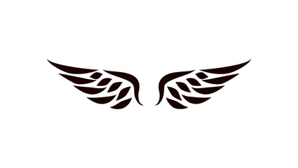 Falcon bird wings symbol, black isolated silhouette