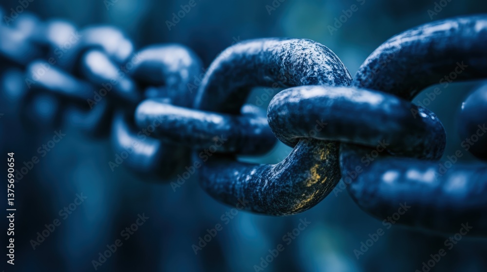 Poster Close-up of a chain symbolizing blockchain technology and its role in financial analytics and data security innovations