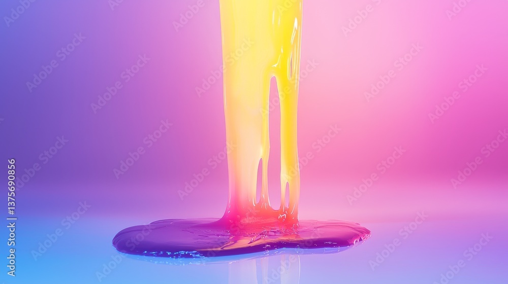 Poster vibrant liquid color merge showcasing smooth texture and abstract design.