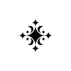 Geometric Star and Crescent Motif on White Background