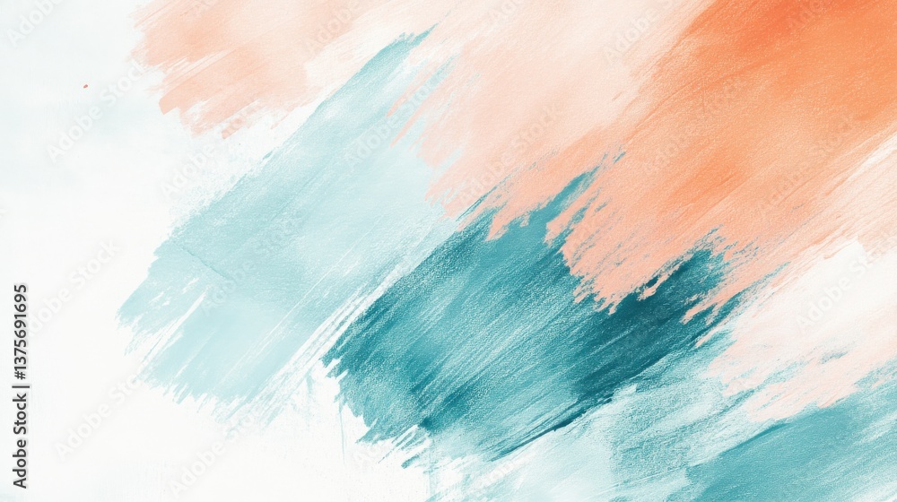 Poster layered pencil strokes and blotches in gradient teal and peach create an abstract textured backgroun