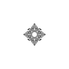 Minimalist Southwestern Sun Symbol Logo, Black & White Design, Clean Aesthetic