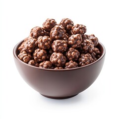 Obraz premium Delicious Chocolate Cereal Balls in a Brown Bowl A Close Up Studio Shot of Sweet Breakfast Treat