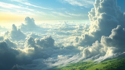 Open field view with graceful clouds overhead depicting tranquility and natural beauty in a rural setting