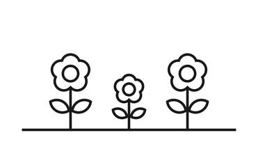 Cute flowers line illustration. Flower garden concept. PNG design elements.