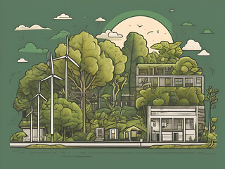 Hand Drawn Doodle Illustration of Ecology