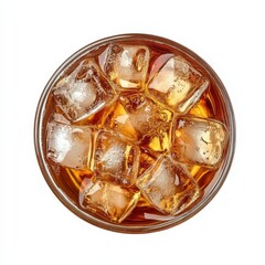 Refreshing Iced Tea in Glass Top View of Cold Beverage with Ice Cubes