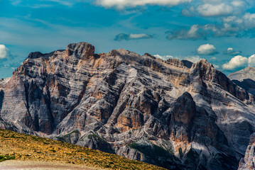 Obraz premium Beautiful mountain landscape. View of the Italian Dolomites in South Tyrol, included on the UNESCO list.
