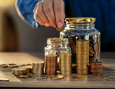 Concepto ahorrar dinero para la jubilaci&oacute;n. Econom&iacute;a, divisa, ahorro, hucha, AF
