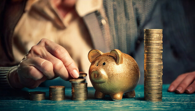 Concepto ahorrar dinero para la jubilaci&oacute;n. Econom&iacute;a, divisa, ahorro, hucha, AF