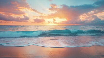 Fototapeta premium Sunset over the beautiful ocean 