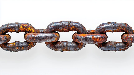 Fototapeta premium Close up of seamless old rusty chain isolated on white background