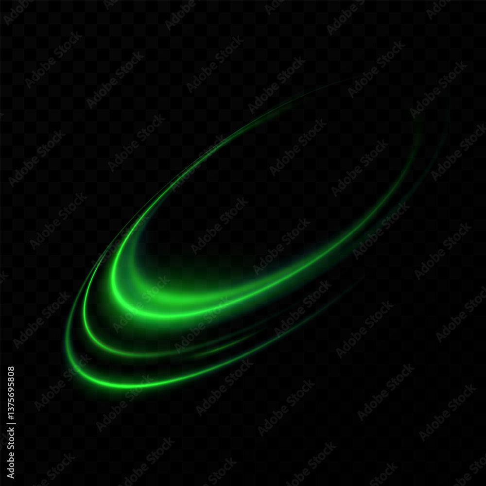Poster Green neon ring. Glowing circle. Glow effect. Round light frame. abstract light lines of movement and speed. Abstract light lines of movement and speed. light green ellipse.	