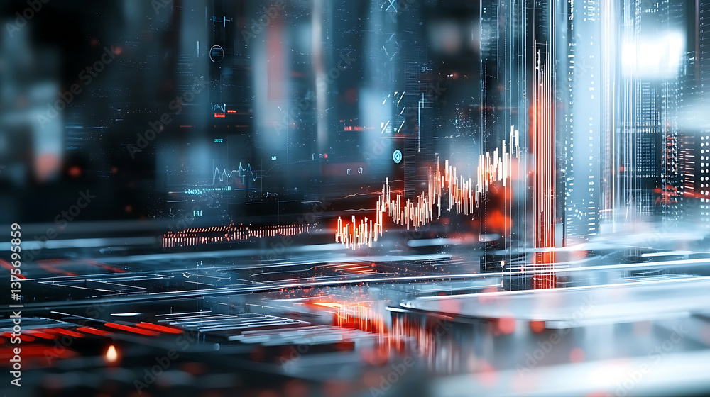 Poster dynamic data visualization digital environment abstract concept technology cityscape modern perspect