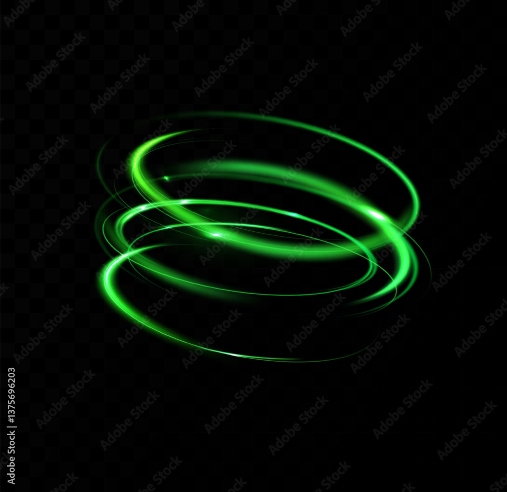 Poster Green neon ring. Glowing circle. Glow effect. Round light frame. abstract light lines of movement and speed. Abstract light lines of movement and speed. light green ellipse.	