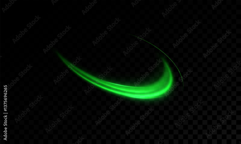 Poster Green neon ring. Glowing circle. Glow effect. Round light frame. abstract light lines of movement and speed. Abstract light lines of movement and speed. light green ellipse.	