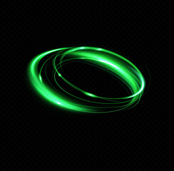 Green neon ring. Glowing circle. Glow effect. Round light frame. abstract light lines of movement and speed. Abstract light lines of movement and speed. light green ellipse.	