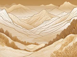 Minimalist Mountain Outline in Gold