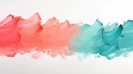 Gradient Paint Strokes on White Background: Abstract Brush Textures in Red, Pink, and Teal for Artistic Projects