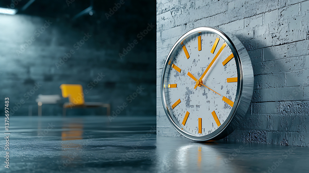 Poster modern clock displaying time urban interior realistic 3d render minimalist environment close-up view