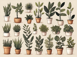 Hand-Drawn Botanical Plant Collection Set