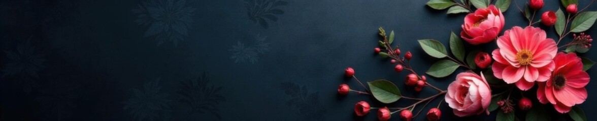 Dark charcoal floral wallpaper with delicate, curved lines and subtle shading effects, luxury, black, stylish decor