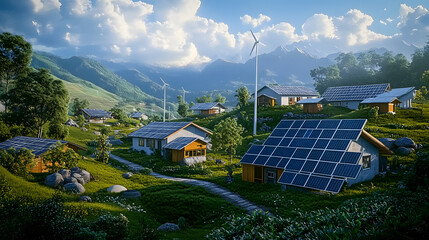 A rural village powered entirely by solar panels