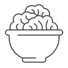 Cabbage salad dish thin line icon, culinary cooking concept. Vector graphics. Plate with cabbage vegetable, salad sign on white background, outline style icon for mobile or web design.