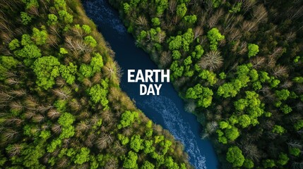 Earth Day Tribute: Aerial View of a Meandering River through a Verdant Forest, Symbolizing Nature's Beauty and the Need for Environmental Preservation