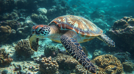 Fototapeta premium Snorkeling in coral reefs highlights the beauty and importance of marine conservation.