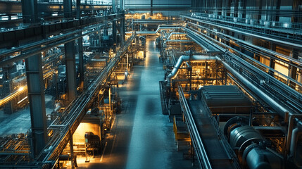 Fototapeta premium The factory employs advanced technology to streamline production processes.