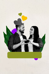 Template collage design artwork 3D sketch of love romantic couple date valentine day couple young...