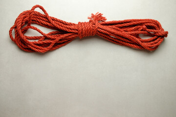 Natural jute rope used in traditional Japanese shibari practices for bondage art
