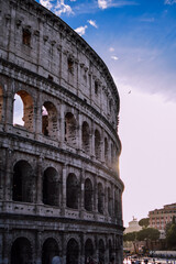 Fototapeta premium Colosseum in Rome, Italy, famous ancient landmark, sunny day